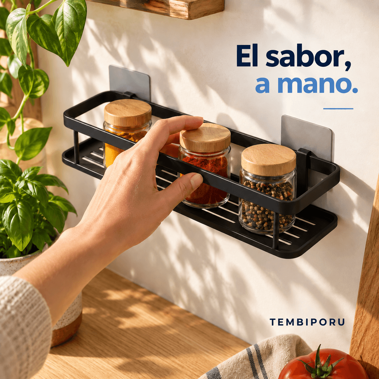OrdenaHome organiza frascos de especias en una cocina con luz natural