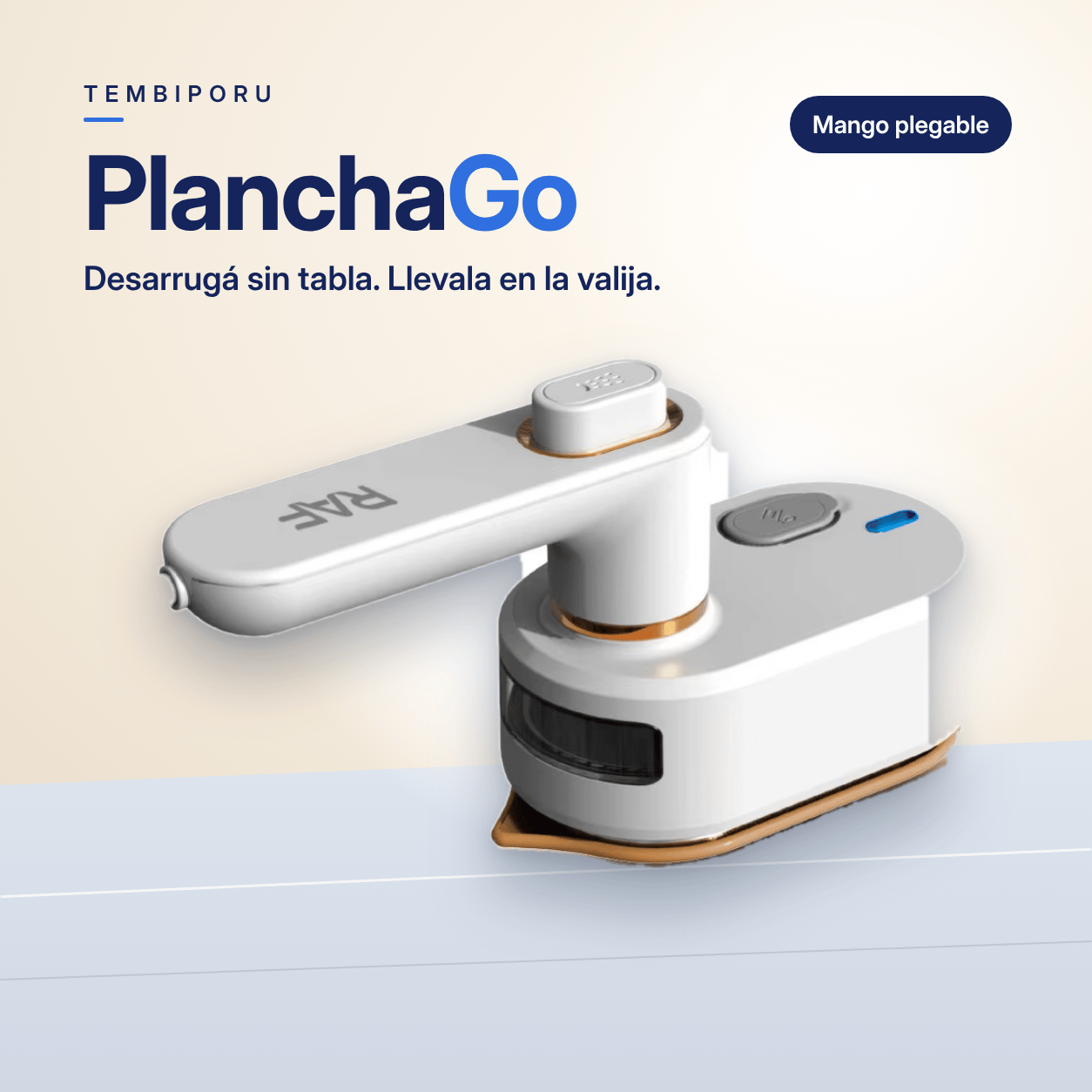 PlanchaGo, mini plancha a vapor blanca con mango plegable